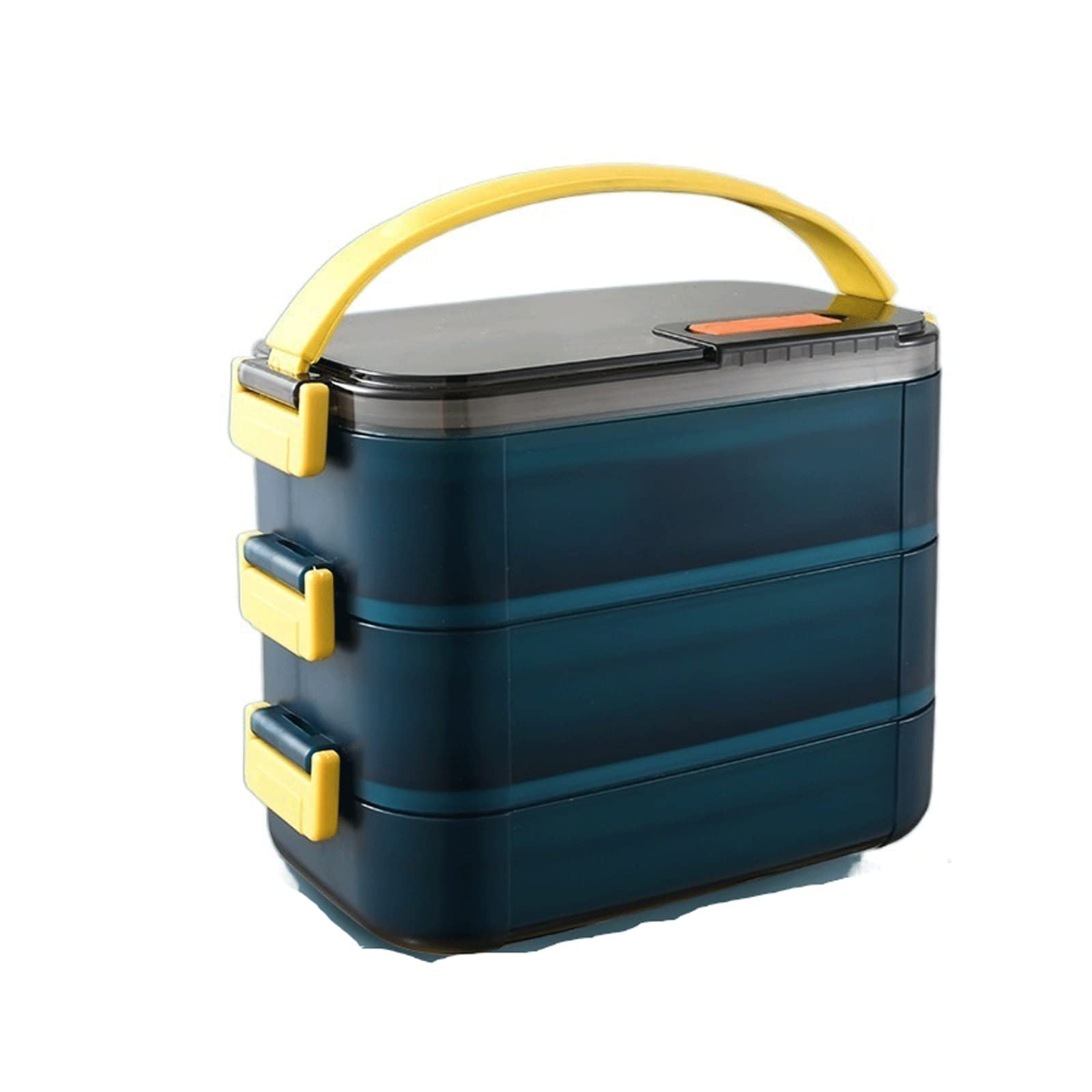 Fiambrera de acero inoxidable calentada de doble capa para microondas con compartimento aislante para refrigerios (color: azul)