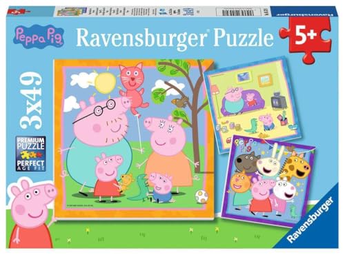 RAVENSBURGER Puzzle Ravensburger 05579 Family and Friends 3 x 49 Pieces Peppa Pig Puzzle for Children from 5 Years
