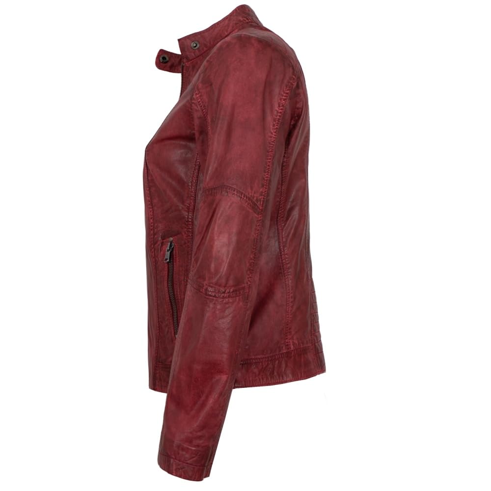 MADDOX - Damen Echtleder Lederjacke Lammnappa dunkelrot