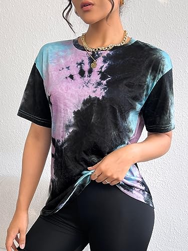 SOLY HUX Women's Tie Dye Shirt Short Sleeve Round Neck Tees Casual T Shirts Summer Tops3
