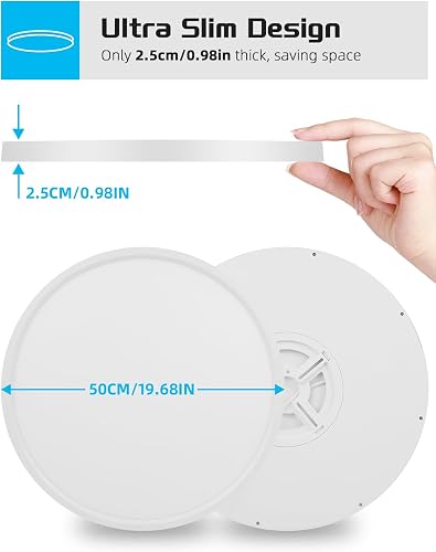 Litglobe Plafonnier LED 60W,6500K Blanc froid Luminaire Plafonnier,6000LM Éclairage de Plafond,Ø50CM Plafonier Rond Moderne,Lampe de Plafond pour Salon, Chambre, Cuisine, Balcon, Bureau - 3