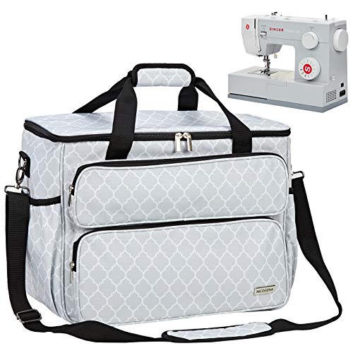 NICOGENA Sewing Machine Carrying Case, Universal Travel Tote Bag with Shoulder Strap for Singer, Brother, Janome and Accessories, Lantern Whiteâ¦