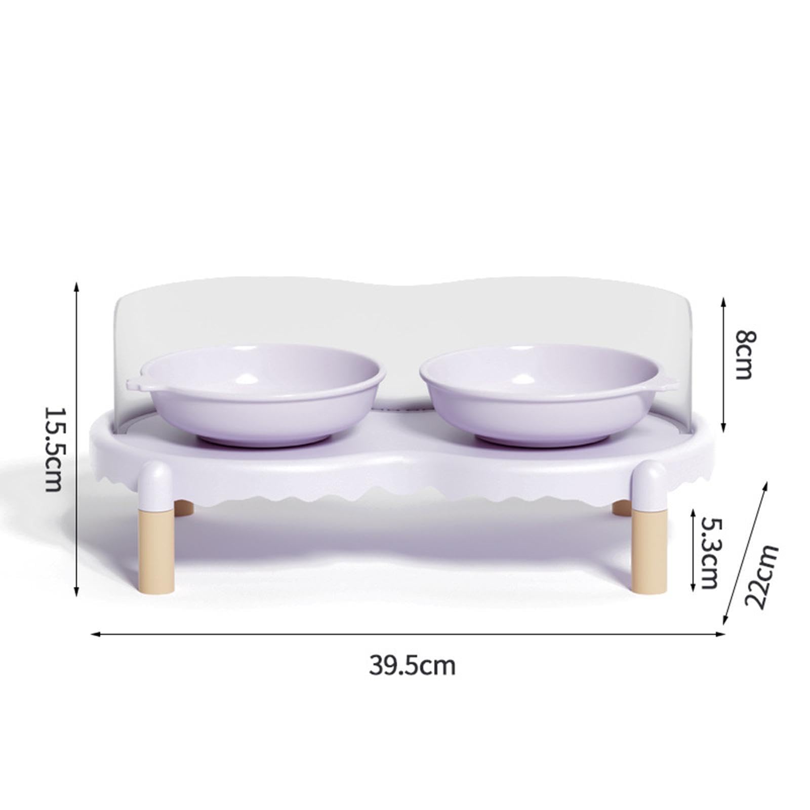 Gamelles surélevées pour Chats, Ensemble de Gamelles pour Animaux de Compagnie avec Protection Anti-éclaboussures, Support Antidérapant, en Céramique, Violet