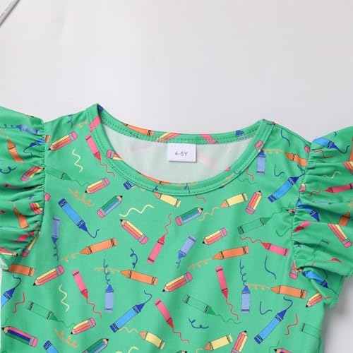 First Day of School Outfits for Girls Toddler Back to School Dress Kindergarten Pencil School Bus Print Summer Sundress4