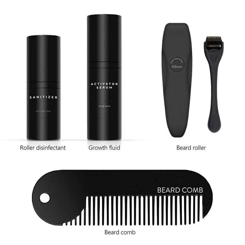 Jane Choi Kit De Croissance Barbe Sérum Huile Barbe Dermaroller Soin Barbe Hommes