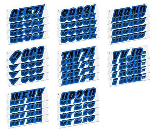 Image of STIFFIE Techtron Black /Octane Blue 3 inch Boat & PWC Registration Decals • Numbers Letters Stickers
