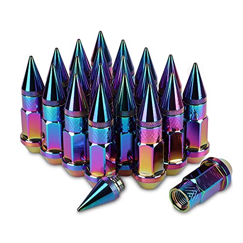 20Pcs 60Mm Wheel Spikes Lug Nuts Aluminum Extended Tuner Nuts For Rims M12X1.5 (Neo Chrome) #TOP3