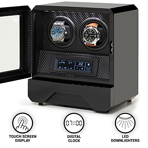 Barrington Automatic Double Watch Winder With Silent Japanese Motor | Multi Rotation & Turns Per Day Modes | Led Digital Display | Simple Touch Operation #TOP3