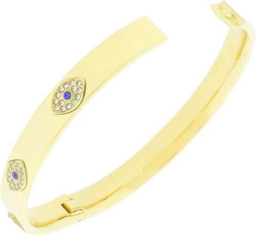 Miniatura 2 de My Daily Styles Pulsera de acero inoxidable con circonita cúbica blanca y azul con protección Hamsa contra el mal de ojo