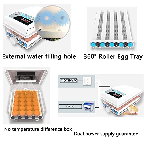 Yaweda Eggs Incubator For Temperature And Humidity Control Egg Brooder Hatcher With Automatic Egg Turning Led Candler For Chickens Quail And Birds (Size : 12 Eggs, Types : Dual Power Supply) #TOP4