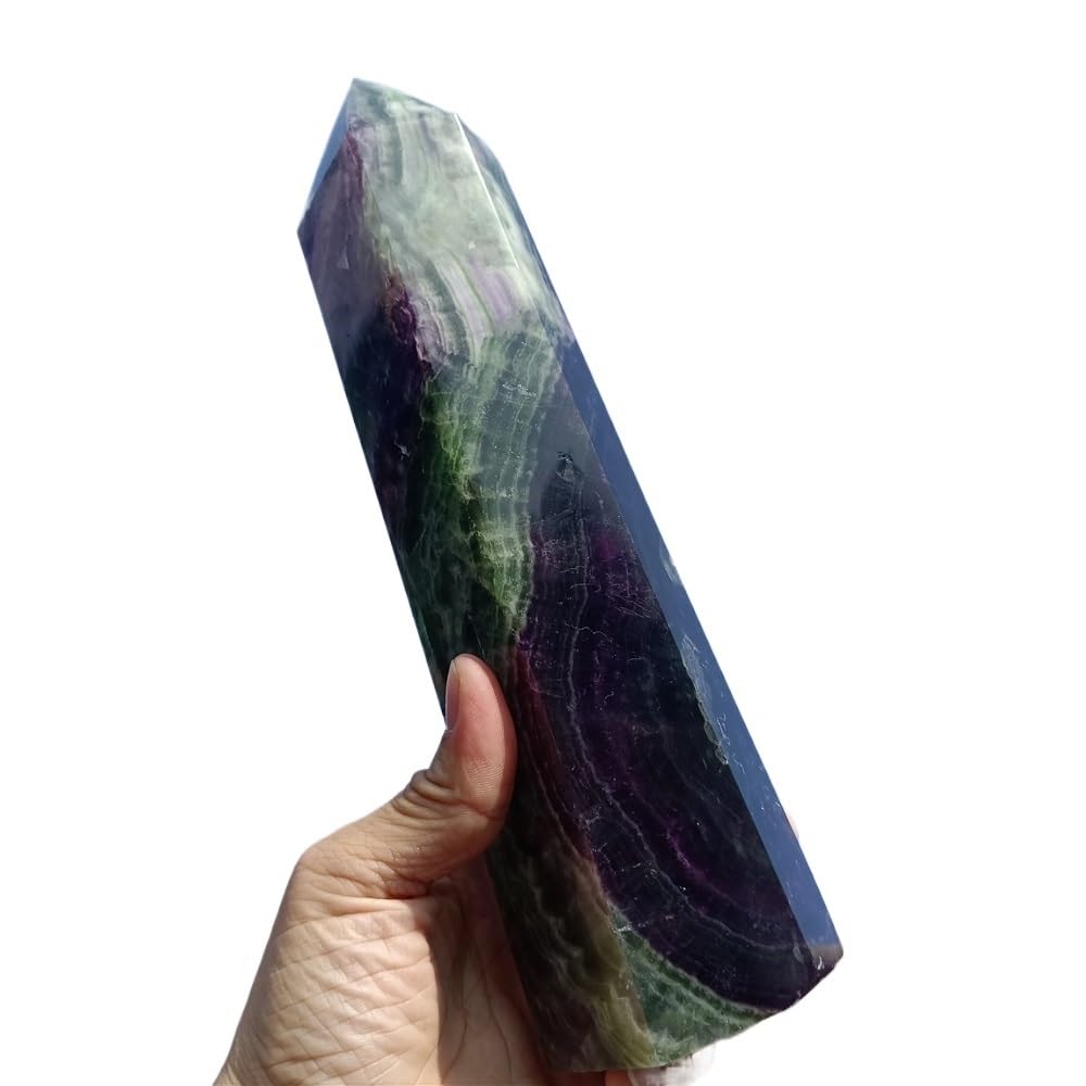 KJEBVHIRS Stone Colorful Fluorite Wand Quartz Crystal Column Stone Home Office Decorat(Size:2-2.5kg)