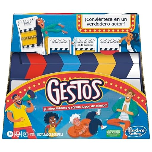 Hasbro Gaming Juego Gestos, Juego de Mímica para 4 o más Jugadores, Incluye Claqueta y Cartas Personalizables | Ya disponible en tu tienda friki favorita! En mundofriki.es!