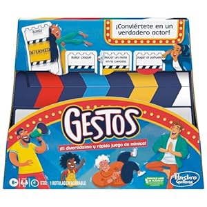 Hasbro Gaming Juego Gestos, Juego de Mímica para 4 o más Jugadores, Incluye Claqueta y Cartas Personalizables, Juguete para Fiestas de Navidad con Familiares y Amigos, Regalo Navideño