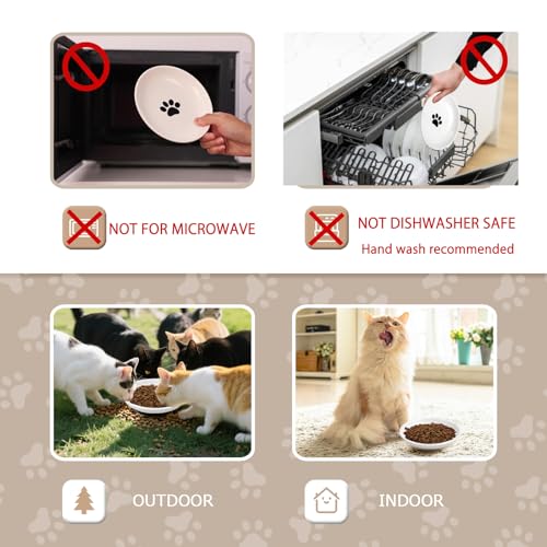 Katzennapf Flach Keramik Futterschale – Futternapf Katze, Whiskerfreundlicher Katzenfutternapf für Nass- & Trockenfutter… – Ansicht 6