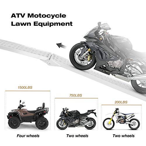 2 Pc 7.5’ Folding Pickup Truck Aluminum Ramps, 1500 Lbs Powersports Loading Ramps, Ramp For Trucks, Lightweight Portable For Atv Utv Bike Trailer Lawn Mover Motorcycle Pickup #TOP6