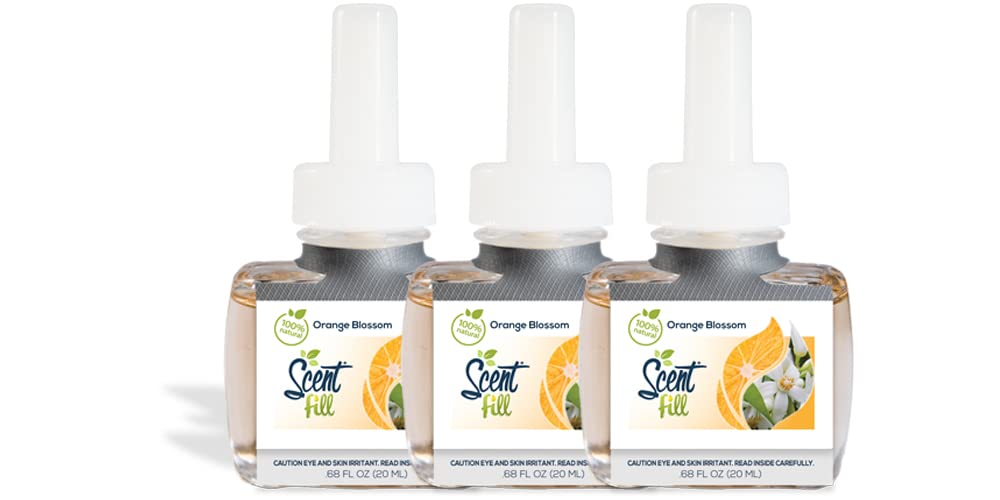 Scent Fill100% Natural Orange Blossom Plug in Air Freshener, Scented Oil Refills, 3 Refills