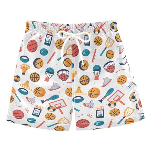 ALAZA Sport Soccer Basketball Ball Boys Quick Dry Beach Board Shorts Kids Swim Trunks Bathing Suit Swimsuit 5T Multicolor