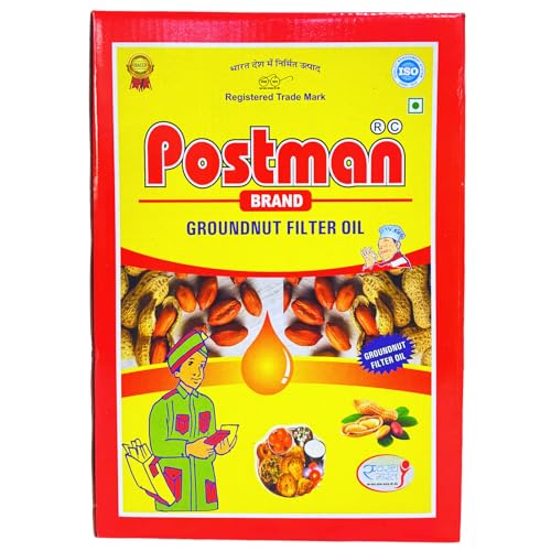 Image of Postman Double Filter Groundnut Oil 15 Litre Jar | 100% Pure Filtered Peanut Oil for Cooking & Deep Frying | Aromatic Mungfali Tel