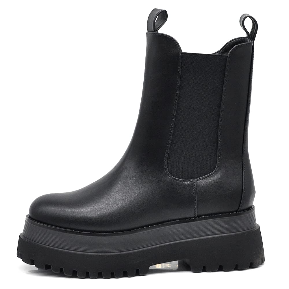 IF FASHION Stivali Stivaletti Anfibi Scarpe Chelsea da Donna Platform Con Suola Track G661
