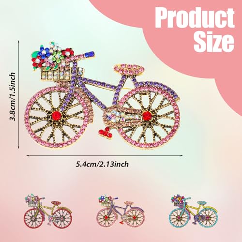 Image of Ymapinc Bicycle Rhinestone Brooch for Women, Colorful Crystal Pin, Fashion Decorative Safety Brooch for Crafts Wedding