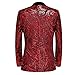 PYJTRL Men's Shiny Sequins Suit Jacket Classic Floral Suit Jacket Fashion, Suitable for Parties, Weddings, banquets, Proms,Red,M