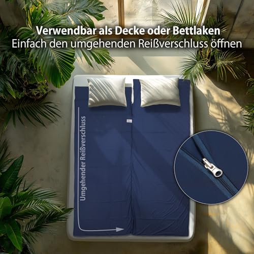 Outdoro Sac de couchage de refuge – seulement 210 g en microfibre Microlight – Sac de couchage de voyage ultra léger – Petit, fin et compact – Coutil, feuille de voyage – Image 4