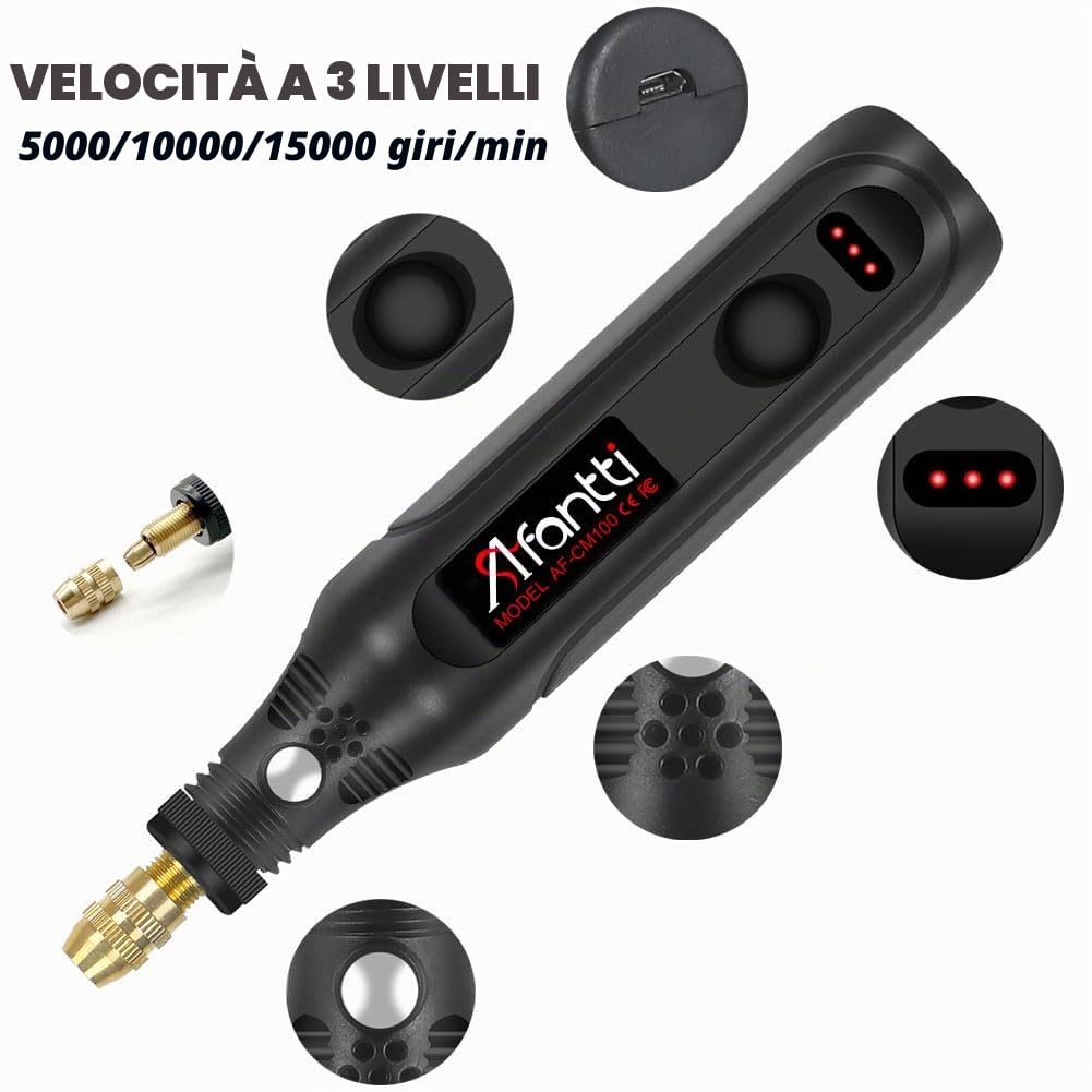 Mini Utensile Rotante Strumento Multifunzione Senza Fili Multiutensile Smerigliatrice Batteria Levigatore Rettifica | 101 Accessori | per Piccoli Lavori di Artigianato e Progetti