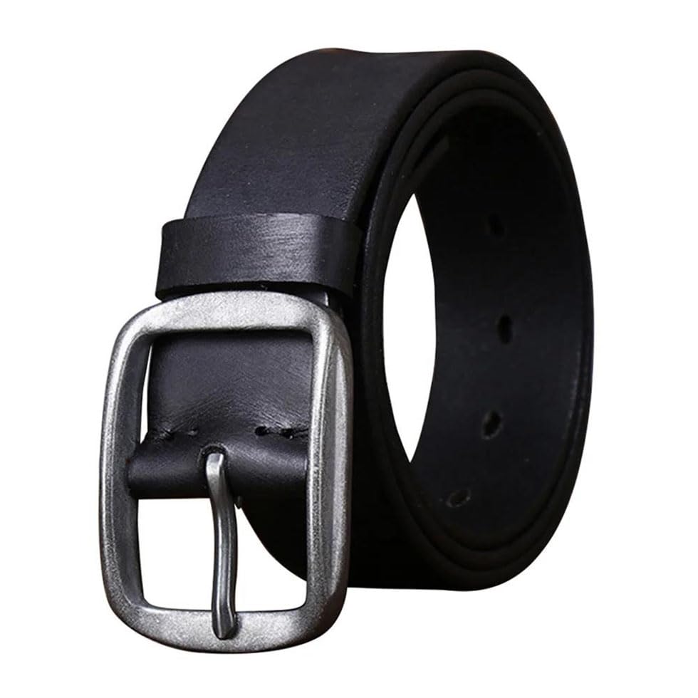 Men Solid Leather Stainless Steel Pin Buckle Belt 3.8cm Wide Belts Leather Belt Daily2
