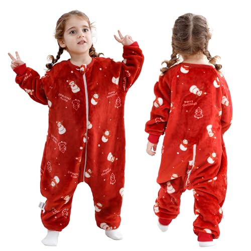 Image of MICHLEY Flannel Sleeping Sack,Baby Sleeping Bag Wearable Blankets 9M-6Y | Toddler Clothes,Unisex Pajamas, Long Sleeve,Zipper, For Autumn Winter,Suitable Girls And Boys,Warm & Breathable