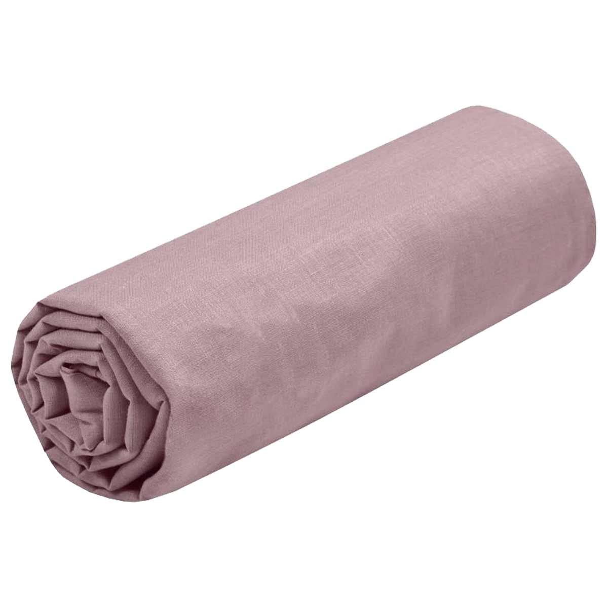 STOF - Drap Housse -Taille 160x200 cm Grand Bonnet 30 cm -100% Coton certifié Oeko-Tex - Couleur Vieux Rose -Modèle Eden - Linge de Lit pour Maison - Doux et Confortable pour Nid Douillet