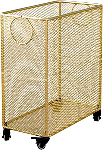 Panier à linge en fer forgé doré élégant chariot moderne de luxe