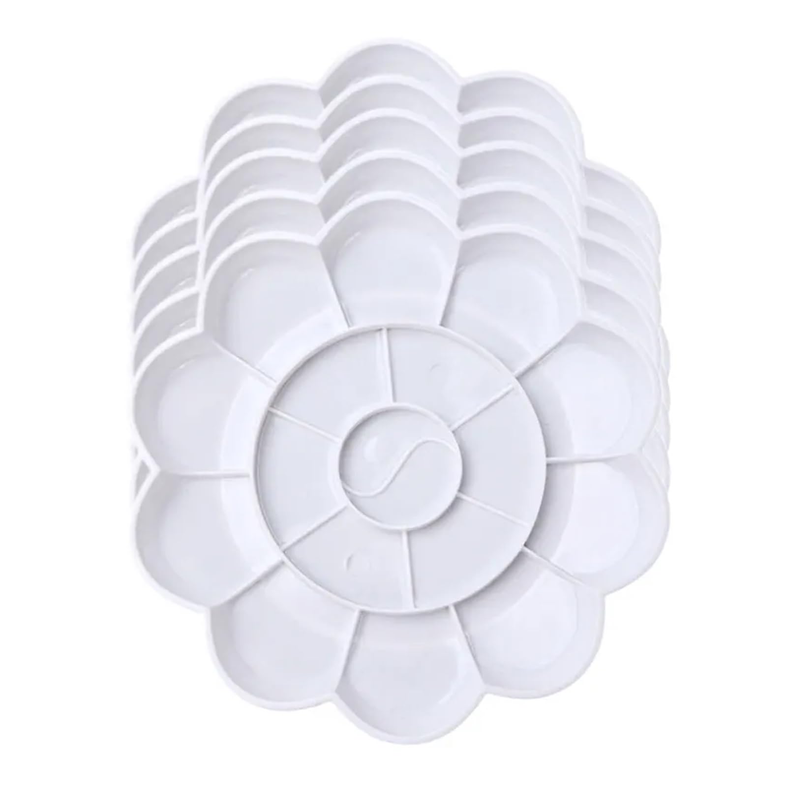 6pcs Painting Palette, 18 Wells Plastic Paint Tray Pallet Reusable Flower For Artists Acrylic Watercolor Oil For Painting And Oil