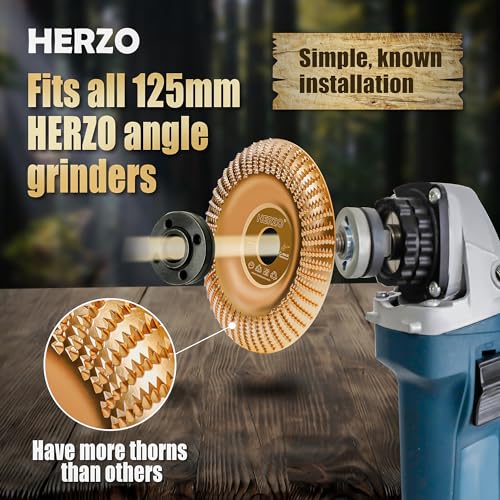 HERZO Disco de lijado para madera para amoladora angular 125 mm Juego de 2 discos de escultura en madera - imagen 2