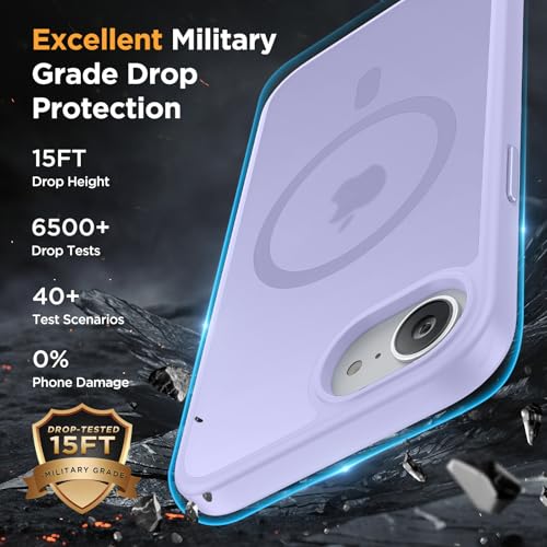 Image of Miracase for iPhone 16e case & iPhone 17e Case for MagSafe [with 2x9H+ Screen Protectors] TOP Military-Grade Protection Shockproof with Velvet Touch for iPhone 16e /17e Phone Case 6.1 inch, Light Purple