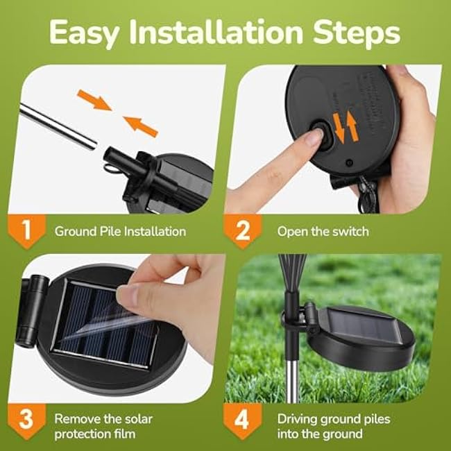 Solar Garden Lights,Solar Swaying Lights, Outdoor Solar Lights That sway in The Wind White(2pack)