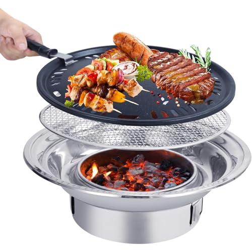 Barbecue portatile a carbonella, antiaderente, stile coreano, perfetto per campeggio all'aperto e riunioni a casa, compatto e facile da usare, ideale per gli amanti del barbecue