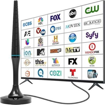 Digital TV Antenna for Smart TV Indoor, 2026 TV Antenna for Local Channels in 4K 1080P, Long Range HDTV Antenna with Magnetic Base & 360° Reception for Smart TVs, 10ft Coax Cable for Easy Setup