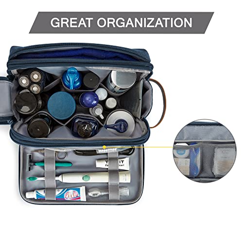 Image of BAGSMART Toiletry Bag for Men, Canvas Travel Toiletry Organizer Dopp Kit Water-resistant Shaving Bag for Toiletries Accessories, Navy Blue, Large, Basic /Leisure
