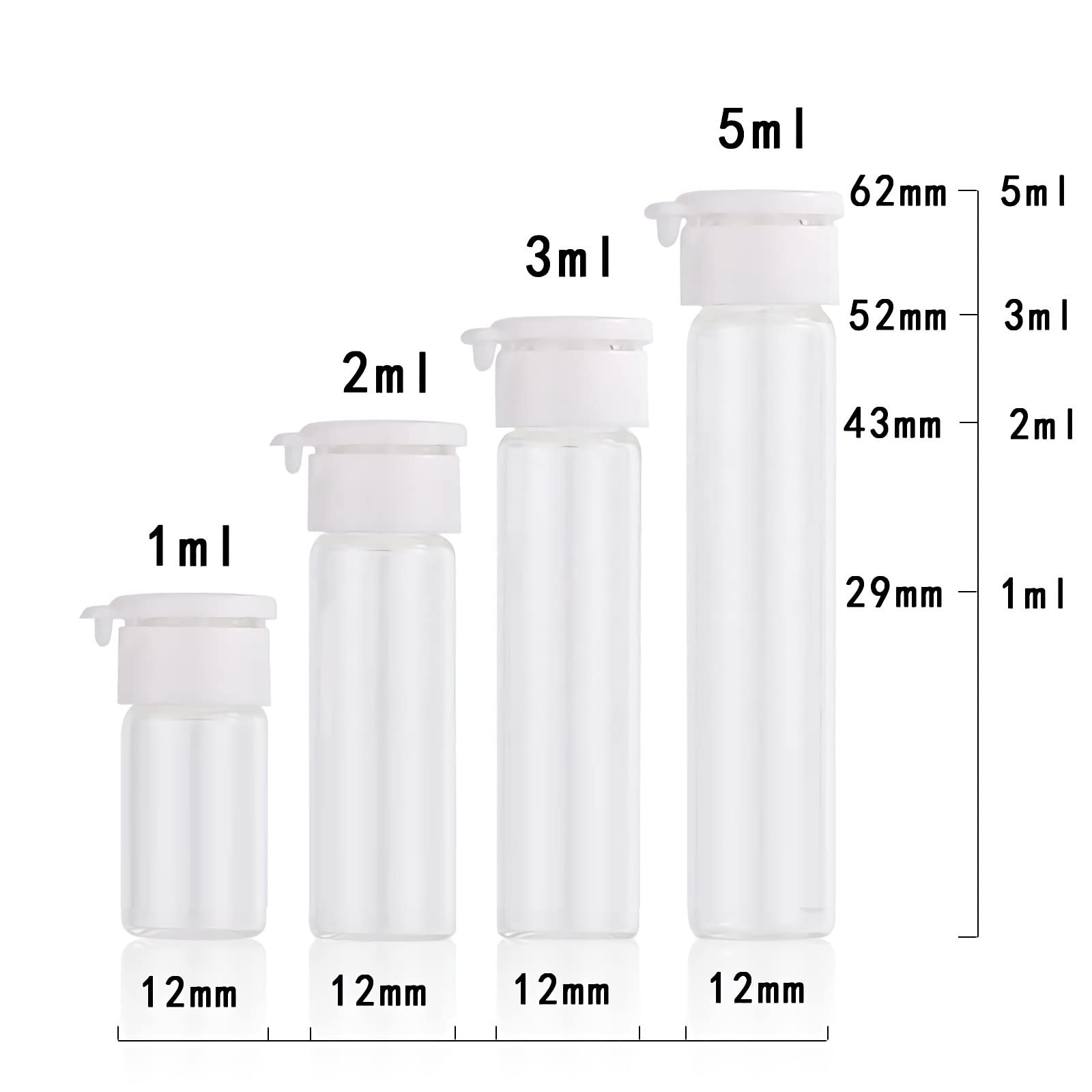 ZEOABSY 50 Stück Leere 2ml Klar Glas Reagenzgläser Mit  Originalitätsverschluss Kappe 12 X 43 Mm Mini Glasflaschen Röhre Klarglas  Reagenzglas Für Labor Kosmetik Parfum Essenz DIY, image size:1600x1600