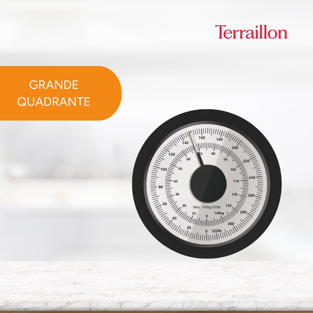 Terraillon - Bilancia pesapersone meccanica - Grande quadrante - Capacità 150 Kg - Modello "Nautic Nero"