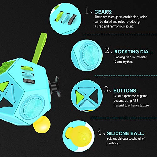 Fidget Dodecagon Cube-Easter Basket Stuffers 12 Sided Fidget Toy Cube for Kids and Adults 12 Sides Stress Relief Cube Fidgets Toys Travel Airplane Essentials for Boys Girls(B3 Blue Sky) - Image 5