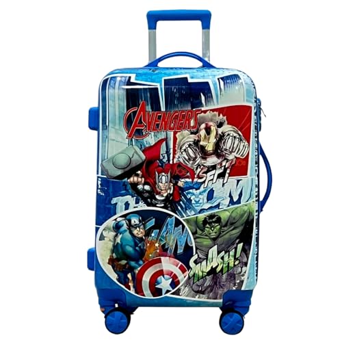 Image of Polycarbonate 8 Wheels 360 Degree Kids Carry On Luggage Hardside Rolling Suitcase 24 Inches Travel Trolley Bag (DESIGN-10), Blue