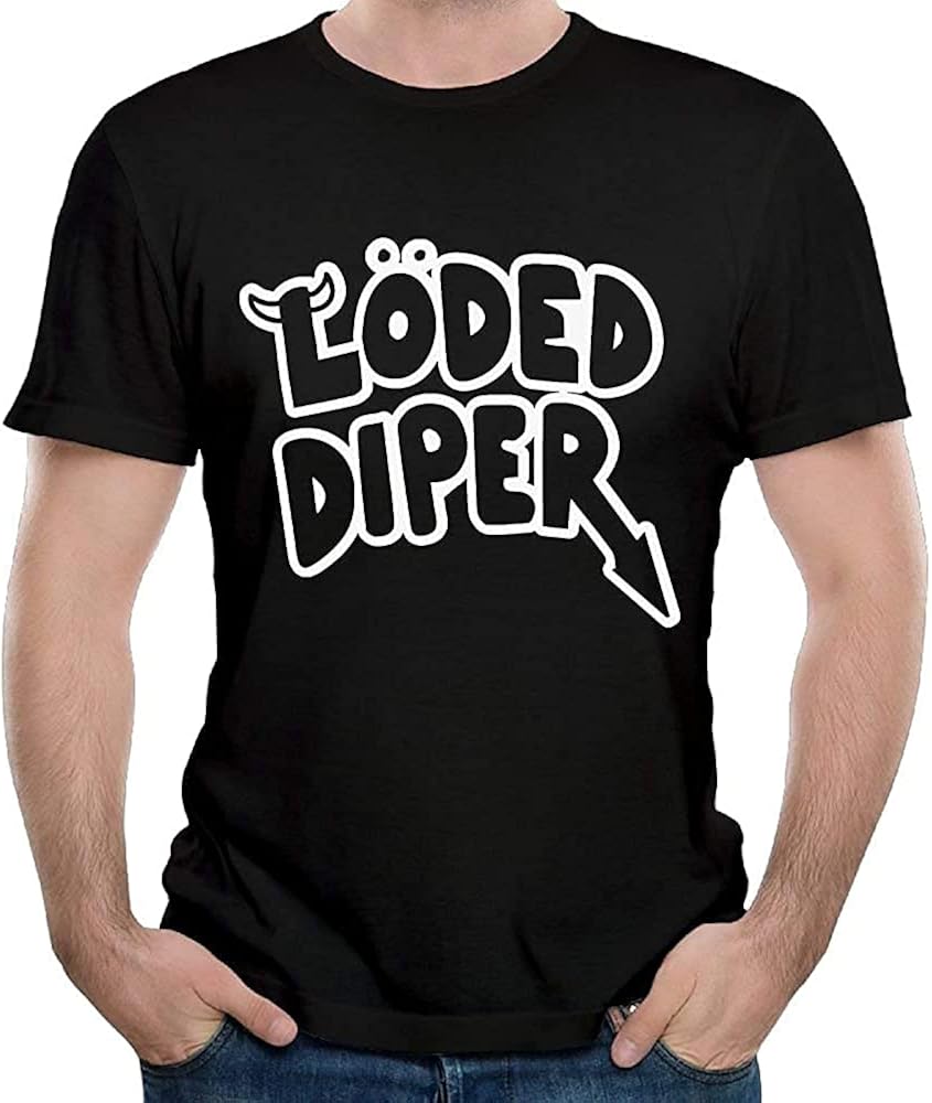 OKFDYIDSTP Men's Funny loded diper Casual Style Jogging Black Short Sleeve T-Shirts