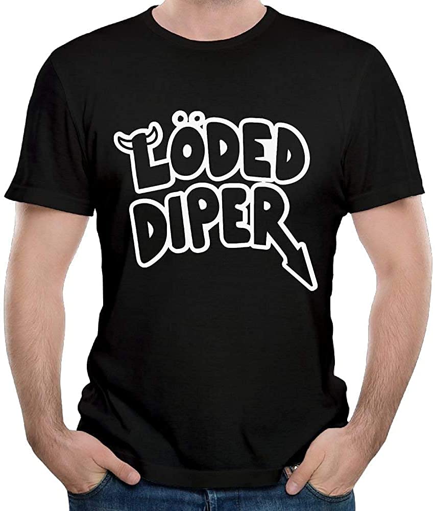 OKFDYIDSTPMen's Funny Loded_Diper Casual Style Jogging Black Short Sleeve T-Shirts