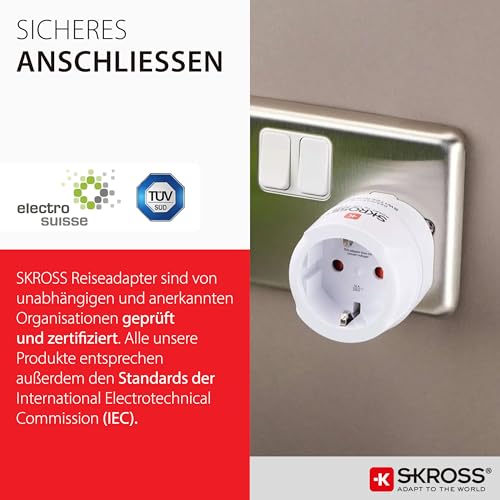 Skross Schutzkontakt Steckeradapter mehrfarbig One Size