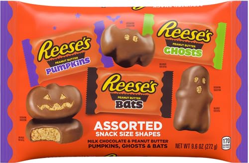 Miniatura 2 de REESE'S Surtido de chocolate con leche y mantequilla de maní con forma de aperitivo para caramelos, Halloween, bolsa variada de 9.6 onzas