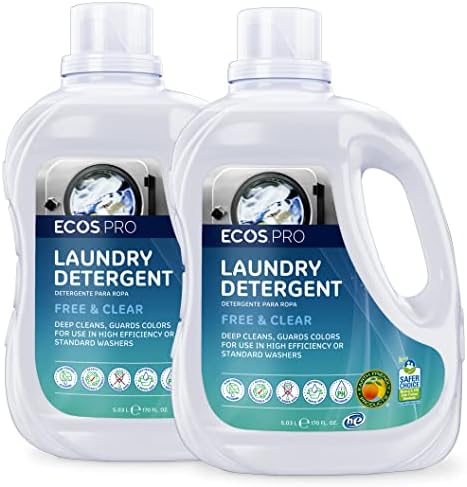 ECOS PRO Liquid Laundry Detergent 2 Ct, Free & Clear, Concentrated & Ideal for Commercial & Industrial Use, Unscented, PL9371/02, 170 fl oz (Pack of 2)