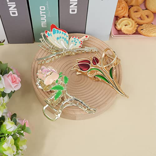 Pinzas para cabello metálicas florales 3 piezas miniatura 6
