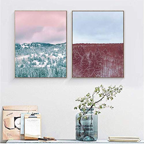 Toile paysage de neige 50x70cm sans cadre décoration murale salon