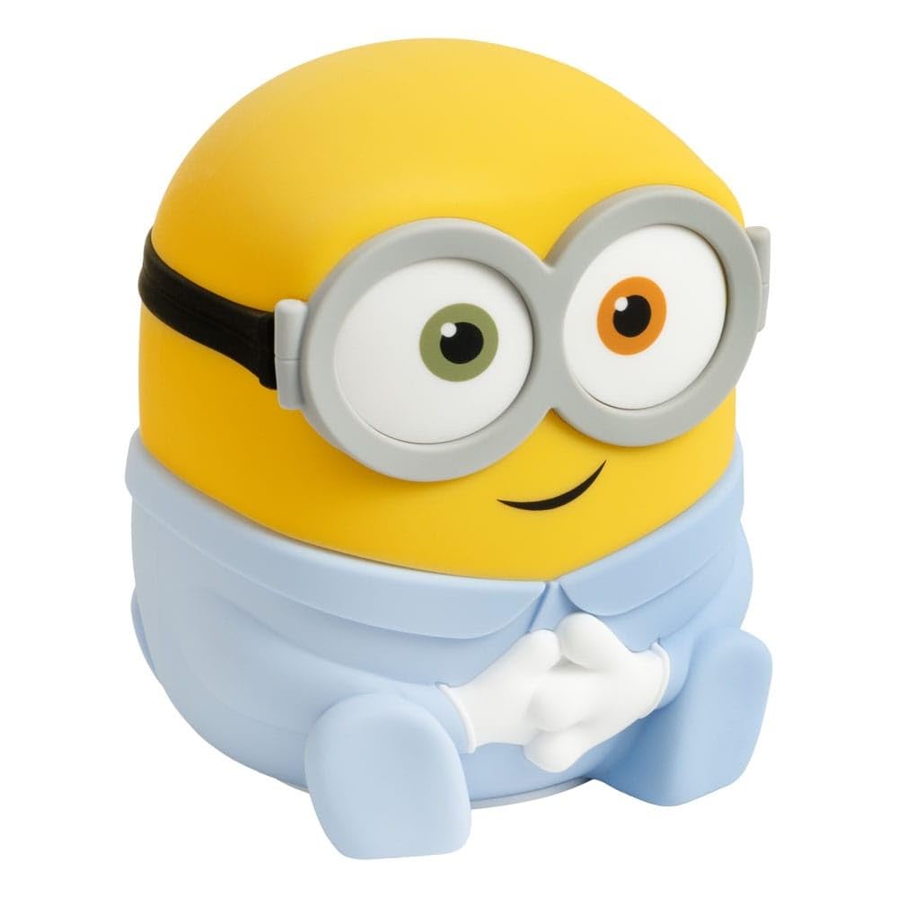 Paladone, SquishyGlo, Luce notturna in silicone di Bob dei Minions, con licenza ufficiale, lampada ricaricabile e morbida al tatto, con timer di spegnimento automatico, per camera da letto e casa